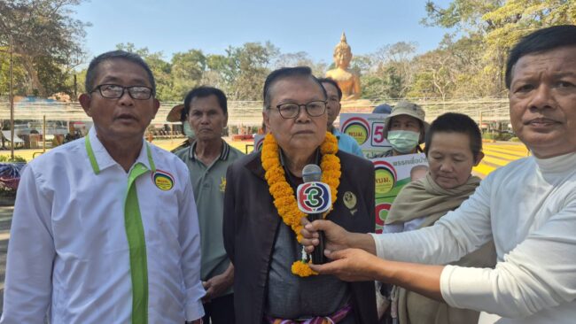 อำนาจเจริญ ดร. ประสพ บุษราคัมลงพื้นที่หาเสียช่วยลูกพรรคจ้าระหวั่นในนามพรรคเพื่อบ้านเมืองทำเพื่อ
